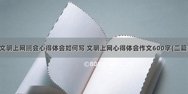 文明上网班会心得体会如何写 文明上网心得体会作文600字(二篇)