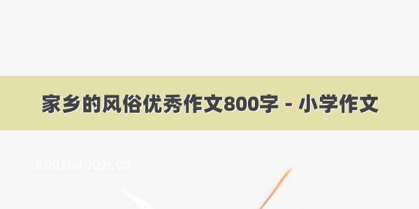 家乡的风俗优秀作文800字 - 小学作文