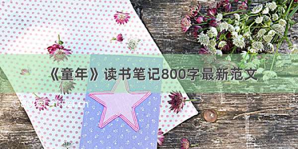 《童年》读书笔记800字最新范文