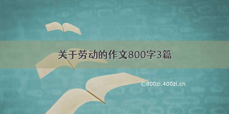 关于劳动的作文800字3篇