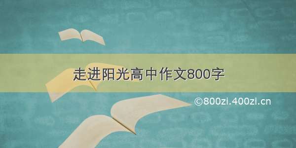 走进阳光高中作文800字